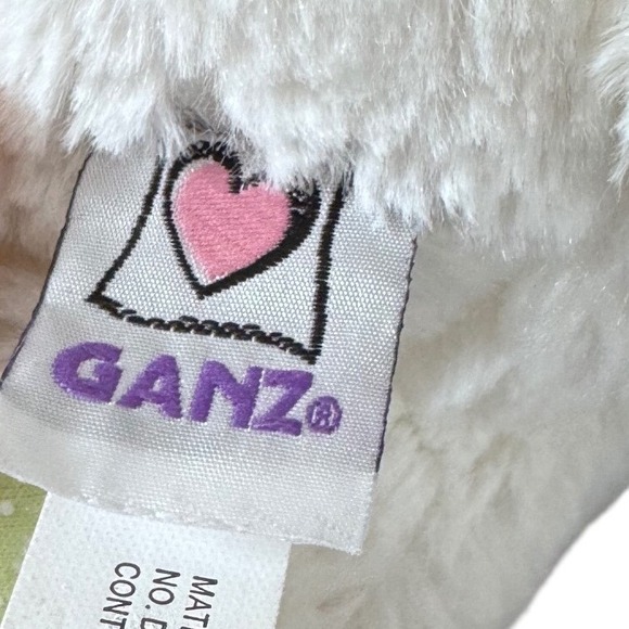 Ganz Sammy Bunny White Plush Stuffed Animal Green Polka Dot Ears - Picture 3 of 4